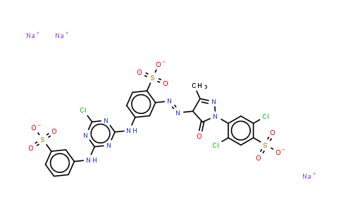 72259-17-7 | 4-4-chloro-6-(3-sulphonatophenyl)amino-1,3,5-triazin-2-ylamino-2-1-(2,5-dichloro-4-sulphonatophenyl)-4,5-dihydro-3 -methyl-5-oxo-1H-pyrazol-4-ylazobenzenesulphonate (sodium salt)