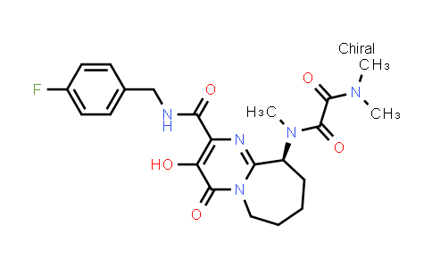 CAS No. 724444-40-0, Ethanediamide, N1-[(10S)-2-[[[(4-fluorophenyl)methyl]amino]carbonyl]-4,6,7,8,9,10-hexahydro-3-hydroxy-4-oxopyrimido[1,2-a]azepin-10-yl]-N1,N2,N2-trimethyl-