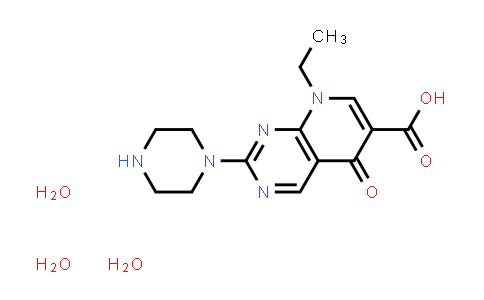 CAS No. 72571-82-5, 8-Ethyl-5-oxo-2-(piperazin-1-yl)-5,8-dihydropyrido[2,3-d]pyrimidine-6-carboxylic acid trihydrate