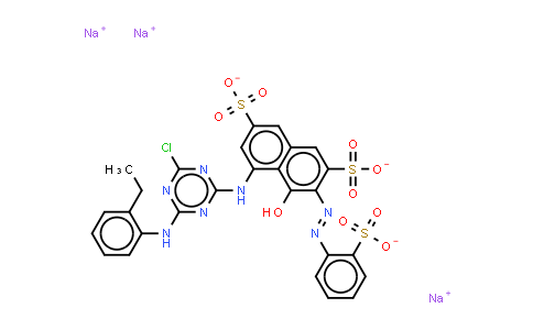 CAS No. 72829-25-5, 5-4-chloro-6-(ethylphenylamino)-1,3,5-triazin-2-ylamino-4-hydroxy-3-(2-sulphonatophenyl)azonaphthalene-2,7-disulphon ate (sodium salt)