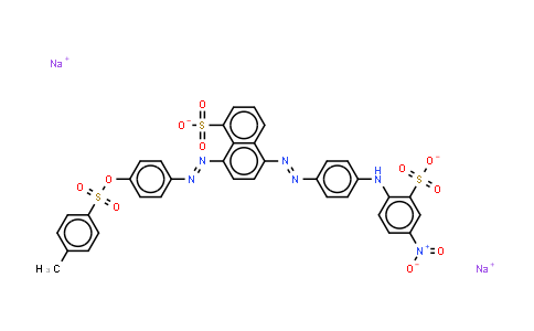 CAS No. 72968-81-1, 8-4-(4-methylphenyl)sulphonyloxyphenylazo-5-4-(4-nitro-2-sulphonatophenyl)aminophenylazonaphthalene-1-sulphon ate (sodium salt)