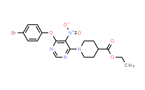 CAS No. 733748-29-3, Ethyl 1-(6-(4-bromophenoxy)-5-nitropyrimidin-4-yl)piperidine-4-carboxylate