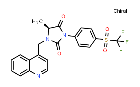 CAS No. 733807-17-5, 2,4-Imidazolidinedione, 5-methyl-1-(4-quinolinylmethyl)-3-[4-[(trifluoromethyl)sulfonyl]phenyl]-, (5S)-