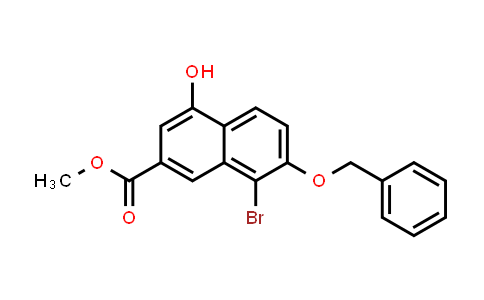CAS No. 740836-59-3, 2-Naphthalenecarboxylic acid, 8-bromo-4-hydroxy-7-(phenylmethoxy)-, methyl ester