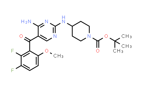 CAS No. 741713-41-7, tert-Butyl 4-(4-amino-5-(2,3-difluoro-6-methoxybenzoyl)pyrimidin-2-ylamino)piperidine-1-carboxylate