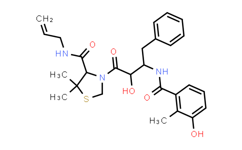 CAS No. 749905-11-1, 4-Thiazolidinecarboxamide, 3-[2-hydroxy-3-[(3-hydroxy-2-methylbenzoyl)amino]-1-oxo-4-phenylbutyl]-5,5-dimethyl-N-2-propenyl-