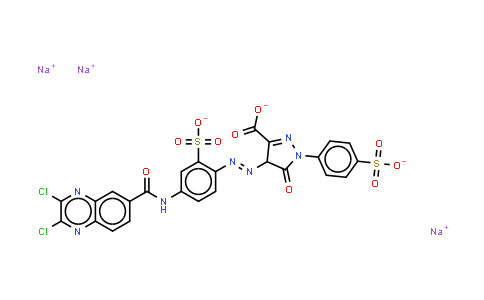 CAS No. 75199-00-7, 4-4-(2,3-dichloro-6-quinoxalinyl)carbonylamino-2-sulphonatophenylazo-4,5-dihydro-5-oxo-1-(4-sulphonatophenyl)-1H-p yrazole-3-carboxylate (sodium salt)