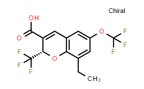 CAS No. 756819-23-5, (2S)-8-Ethyl-6-(trifluoromethoxy)-2-(trifluoromethyl)-2H-1-benzopyran-3-carboxylic acid