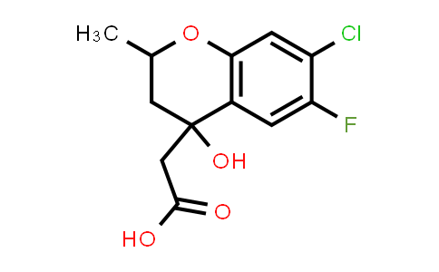 CAS No. 756889-10-8, 2H-1-Benzopyran-4-acetic acid, 7-chloro-6-fluoro-3,4-dihydro-4-hydroxy-2-methyl-