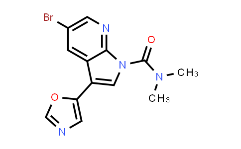 CAS No. 757978-02-2, 1H-Pyrrolo[2,3-b]pyridine-1-carboxamide, 5-bromo-N,N-dimethyl-3-(5-oxazolyl)-