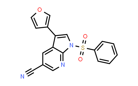 CAS No. 757978-13-5, 1H-Pyrrolo[2,3-b]pyridine-5-carbonitrile, 3-(3-furanyl)-1-(phenylsulfonyl)-