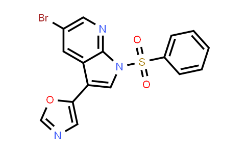 CAS No. 757981-07-0, 1H-Pyrrolo[2,3-b]pyridine, 5-bromo-3-(5-oxazolyl)-1-(phenylsulfonyl)-