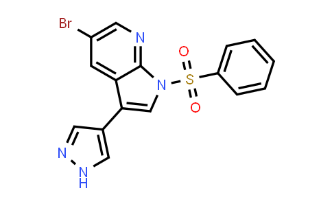 CAS No. 757981-09-2, 1H-Pyrrolo[2,3-b]pyridine, 5-bromo-1-(phenylsulfonyl)-3-(1H-pyrazol-4-yl)-
