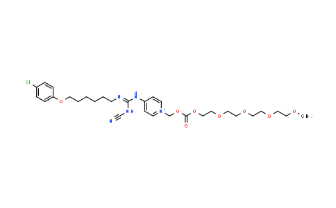 CAS No. 766501-75-1, Pyridinium, 4-[[[[6-(4-chlorophenoxy)hexyl]imino](cyanoamino)methyl]amino]-1-(3-oxo-2,4,7,10,13,16-hexaoxaheptadec-1-yl)-