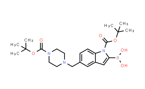 CAS No. 771477-41-9, 1H-Indole-1-carboxylic acid, 2-borono-5-[[4-[(1,1-dimethylethoxy)carbonyl]-1-piperazinyl]methyl]-, 1-(1,1-dimethylethyl) ester