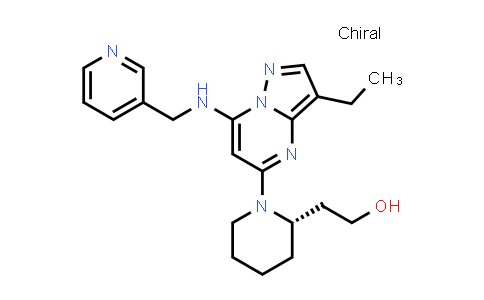 MC571678 | 779353-02-5 | (S)-2-(1-(3-ethyl-7-((pyridin-3-ylmethyl)amino)pyrazolo[1,5-a]pyrimidin-5-yl)piperidin-2-yl)ethanol