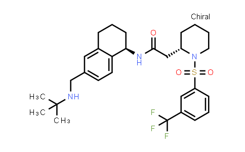 CAS No. 783239-41-8, 2-Piperidineacetamide, N-[(1R)-6-[[(1,1-dimethylethyl)amino]methyl]-1,2,3,4-tetrahydro-1-naphthalenyl]-1-[[3-(trifluoromethyl)phenyl]sulfonyl]-, (2S)-