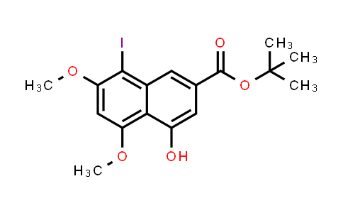 CAS No. 78395-61-6, 2-Naphthalenecarboxylic acid, 4-hydroxy-8-iodo-5,7-dimethoxy-, 1,1-dimethylethyl ester