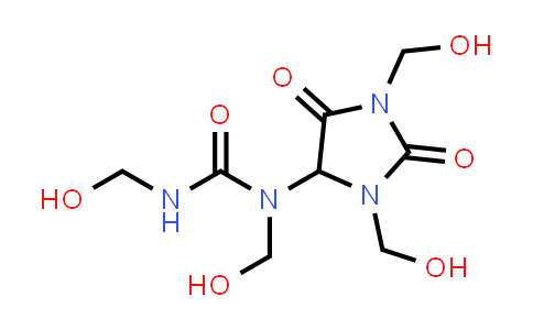 CAS No. 78491-02-8, 1-(1,3-Bis(hydroxymethyl)-2,5-dioxoimidazolidin-4-yl)-1,3-bis(hydroxymethyl)urea