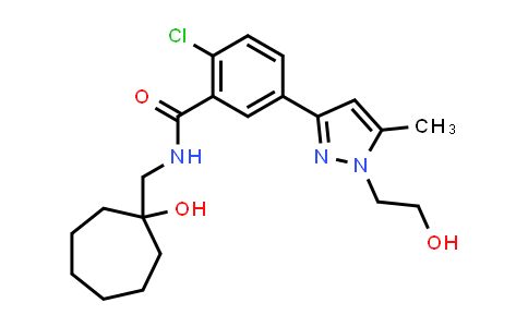 792911-66-1 | 2-Chloro-N-((1-hydroxycycloheptyl)methyl)-5-[1-(2-hydroxyethyl)-5-methyl-1H-pyrazol-3-yl]benzamide