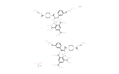 CAS No. 798560-68-6, 1-Piperazinecarboxylic acid, 4-[(2S)-3-[3-[(hydroxyamino)iminomethyl]phenyl]-1-oxo-2-[[[2,4,6-tris(1-methylethyl)phenyl]sulfonyl]amino]propyl]-, ethyl ester, sulfate (2:1)