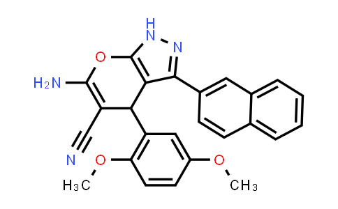 CAS No. 799263-28-8, 6-amino-4-(2,5-dimethoxyphenyl)-3-(2-naphthyl)-1,4-dihydropyrano[2,3-c]pyrazole-5-carbonitrile