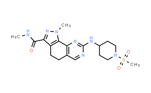 CAS No. 802536-13-6, 1H-Pyrazolo[4,3-h]quinazoline-3-carboxamide, 4,5-dihydro-N,1-dimethyl-8-[[1-(methylsulfonyl)-4-piperidinyl]amino]-