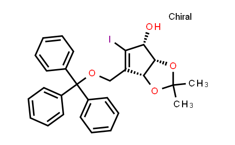 CAS No. 805245-39-0, (3aS,4R,6aR)-5-Iodo-2,2-dimethyl-6-((trityloxy)methyl)-3a,6a-dihydro-4H-cyclopenta[d][1,3]dioxol-4-ol