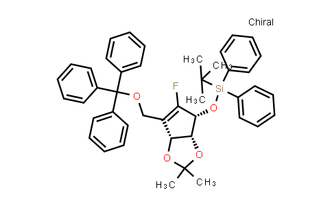 CAS No. 805245-41-4, 4H-Cyclopenta-1,3-dioxole, 4-[[(1,1-dimethylethyl)diphenylsilyl]oxy]-5-fluoro-3a,6a-dihydro-2,2-dimethyl-6-[(triphenylmethoxy)methyl]-, (3aR,4R,6aR)-