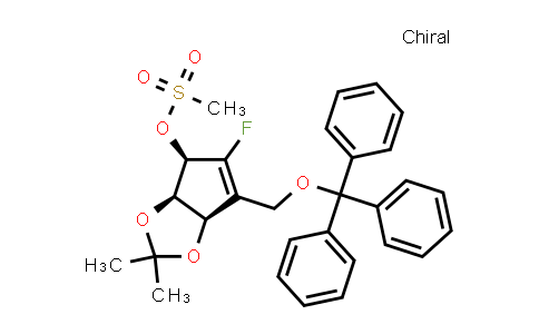 CAS No. 805245-43-6, 4H-Cyclopenta-1,3-dioxol-4-ol, 5-fluoro-3a,6a-dihydro-2,2-dimethyl-6-[(triphenylmethoxy)methyl]-, methanesulfonate, (3aR,4R,6aR)-
