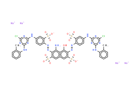 CAS No. 81959-23-1, 4-amino-3,6-bis5-4-chloro-6-(o-tolyl)amino-1,3,5-triazin-2-ylamino-2-sulphonatophenylazo-5-hydroxynaphthalene- 2,7-disulphonate (sodium salt)