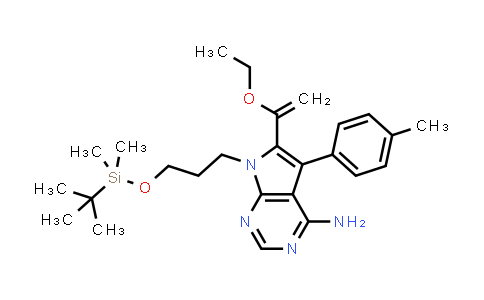 CAS No. 821794-86-9, 7-(3-((tert-Butyldimethylsilyl)oxy)propyl)-6-(1-ethoxyvinyl)-5-(p-tolyl)-7H-pyrrolo[2,3-d]pyrimidin-4-amine