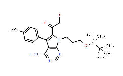 CAS No. 821794-88-1, Ethanone, 1-[4-amino-7-[3-[[(1,1-dimethylethyl)dimethylsilyl]oxy]propyl]-5-(4-methylphenyl)-7H-pyrrolo[2,3-d]pyrimidin-6-yl]-2-bromo-