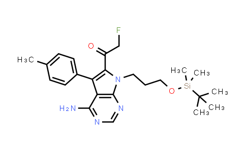 CAS No. 821794-93-8, Ethanone, 1-[4-amino-7-[3-[[(1,1-dimethylethyl)dimethylsilyl]oxy]propyl]-5-(4-methylphenyl)-7H-pyrrolo[2,3-d]pyrimidin-6-yl]-2-fluoro-