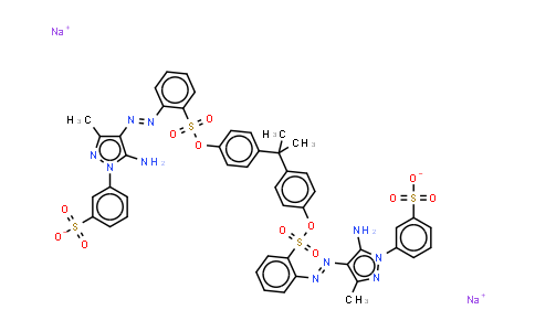 MC573491 | 83006-51-3 | 2-[[5-氨基-3-甲基-1-(3-磺苯基)-1H-吡唑-4-基]偶氮]-苯磺酸-1,1'-[(1-甲基亚乙基)二-4,1-亚苯基]酯二钠盐