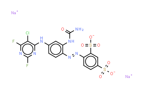 CAS No. 83763-54-6, 4-2-(aminocarbonyl)amino-4-(5-chloro-2,6-difluoropyrimidin-4-yl)aminophenylazobenzene-1,3-disulphonate (sodium salt)