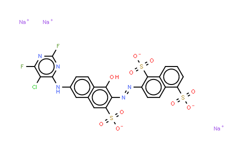 CAS No. 83763-57-9, 2-6-(5-Chloro-2,6-difluoro-4-pyrimidinyl)amino-1-hydroxy-3-sulpho-2-naphthylazonaphthalene-1,5-disulphonic acid (sodium salt)