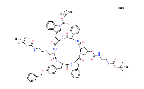 842149-91-1 | Cyclo[(2S)-2-phenylglycyl-1-[(1,1-dimethylethoxy)carbonyl]-D-tryptophyl-N6-[(1,1-dimethylethoxy)carbonyl]-L-lysyl-O-(phenylmethyl)-L-tyrosyl-L-phenylalanyl-(4R)-4-[[[[2-[[(1,1-dimethylethoxy)carbonyl]amino]ethyl]amino]carbonyl]oxy]-L-prolyl]