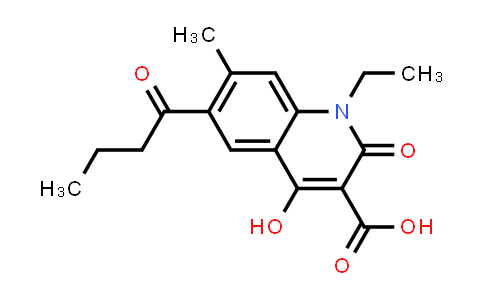 CAS No. 84317-37-3, 3-Quinolinecarboxylic acid, 1-ethyl-1,2-dihydro-4-hydroxy-7-methyl-2-oxo-6-(1-oxobutyl)-