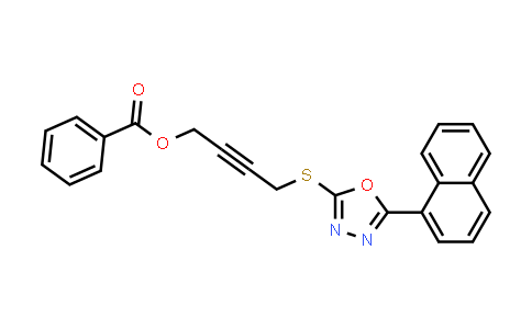 CAS No. 844456-97-9, 4-((5-(Naphthalen-1-yl)-1,3,4-oxadiazol-2-yl)thio)but-2-yn-1-yl benzoate