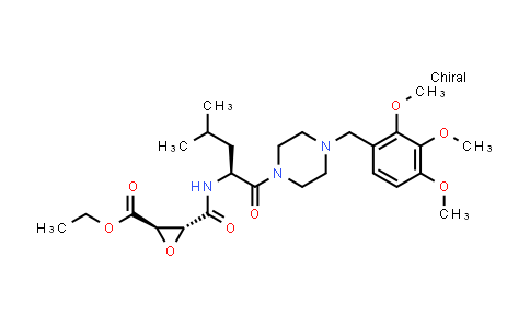 84518-80-9 | Oxiranecarboxylic acid, 3-[[[(1S)-3-methyl-1-[[4-[(2,3,4-trimethoxyphenyl)methyl]-1-piperazinyl]carbonyl]butyl]amino]carbonyl]-, ethyl ester, (2R,3R)-