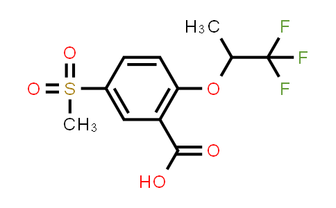 CAS No. 845616-73-1, 5-Methylsulfonyl-2-(2,2,2-trifluoro-1-methylethoxy)benzoic acid