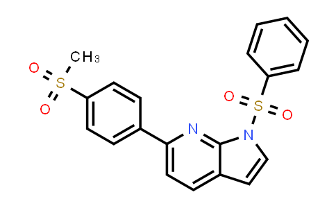 CAS No. 845993-36-4, 1H-Pyrrolo[2,3-b]pyridine, 6-[4-(methylsulfonyl)phenyl]-1-(phenylsulfonyl)-