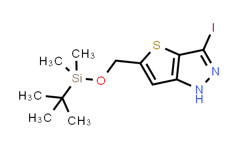 CAS No. 848358-08-7, 5-(((tert-Butyldimethylsilyl)oxy)methyl)-3-iodo-1H-thieno[3,2-c]pyrazole