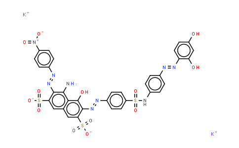 CAS No. 84878-17-1, 2,7-Naphthalenedisulfonic acid, 4-amino-6-[2-[4-[[[4-[2-(2,4-dihydroxyphenyl)diazenyl]phenyl]amino]sulfonyl]phenyl]diazenyl]-5-hydroxy-3-[2-(4-nitrophenyl)diazenyl]- (potassium salt)