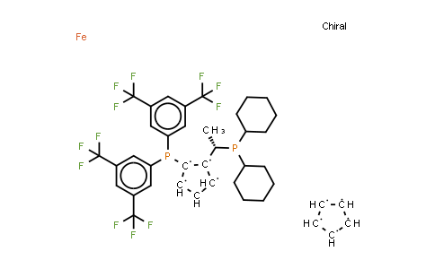 CAS No. 849923-15-5, (1S)-1-[Bis[3,5-bis(trifluoromethyl)phenyl]phosphino]-2-[(1S)-1-(dicyclohexylphosphino)ethyl]ferrocene