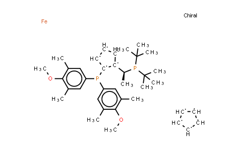 CAS No. 849924-40-9, (S)-1-[(R)-2-[Bis(4-methoxy-3,5-dimethylphenyl) phosphino]ferrocenyl]ethyldi-tert-butyl-phosphine