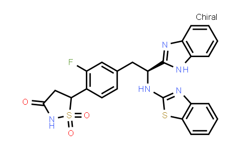 CAS No. 850321-90-3, 3-Isothiazolidinone, 5-[4-[(2S)-2-(1H-benzimidazol-2-yl)-2-(2-benzothiazolylamino)ethyl]-2-fluorophenyl]-, 1,1-dioxide