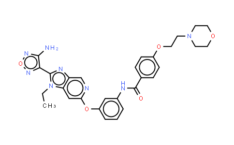 MC574553 | 850664-21-0 | *N-[3-[[2-(4-氨基呋咱-3-基)-1-乙基-1H-咪唑并[4,5-C]吡啶-6-基]氧]苯基]-4-[[2-(4-吗啉基)乙基]氧]苯甲酰胺