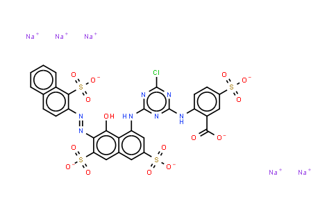 CAS No. 85098-62-0, Benzoic acid, 2-[[4-chloro-6-[[8-hydroxy-3,6-disulfo-7-[(1-sulfo-2-naphthalenyl)azo]-1-naphthalenyl]amino]-1,3,5-triazin-2-yl]amino]-5-sulfo- (sodium salt